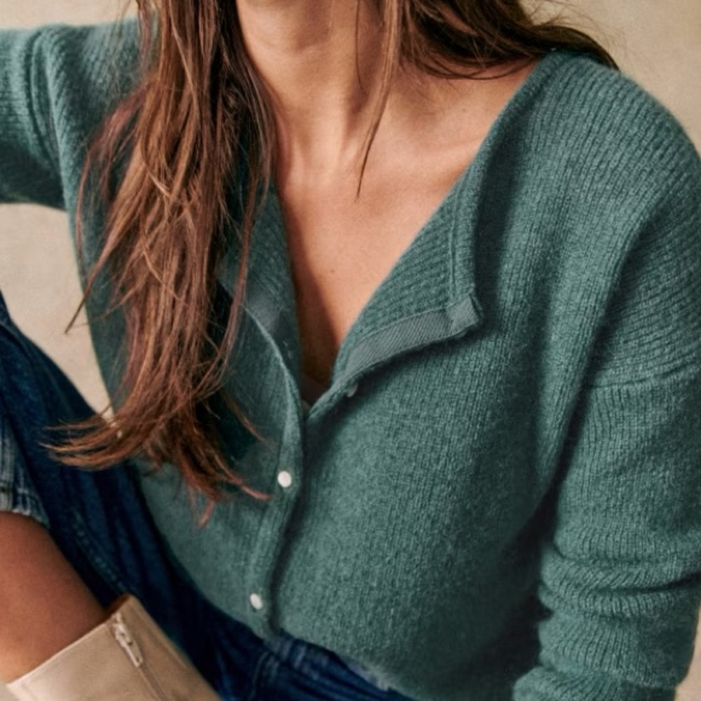 Sezane Gaspard Cardigan in Sage; Size XL